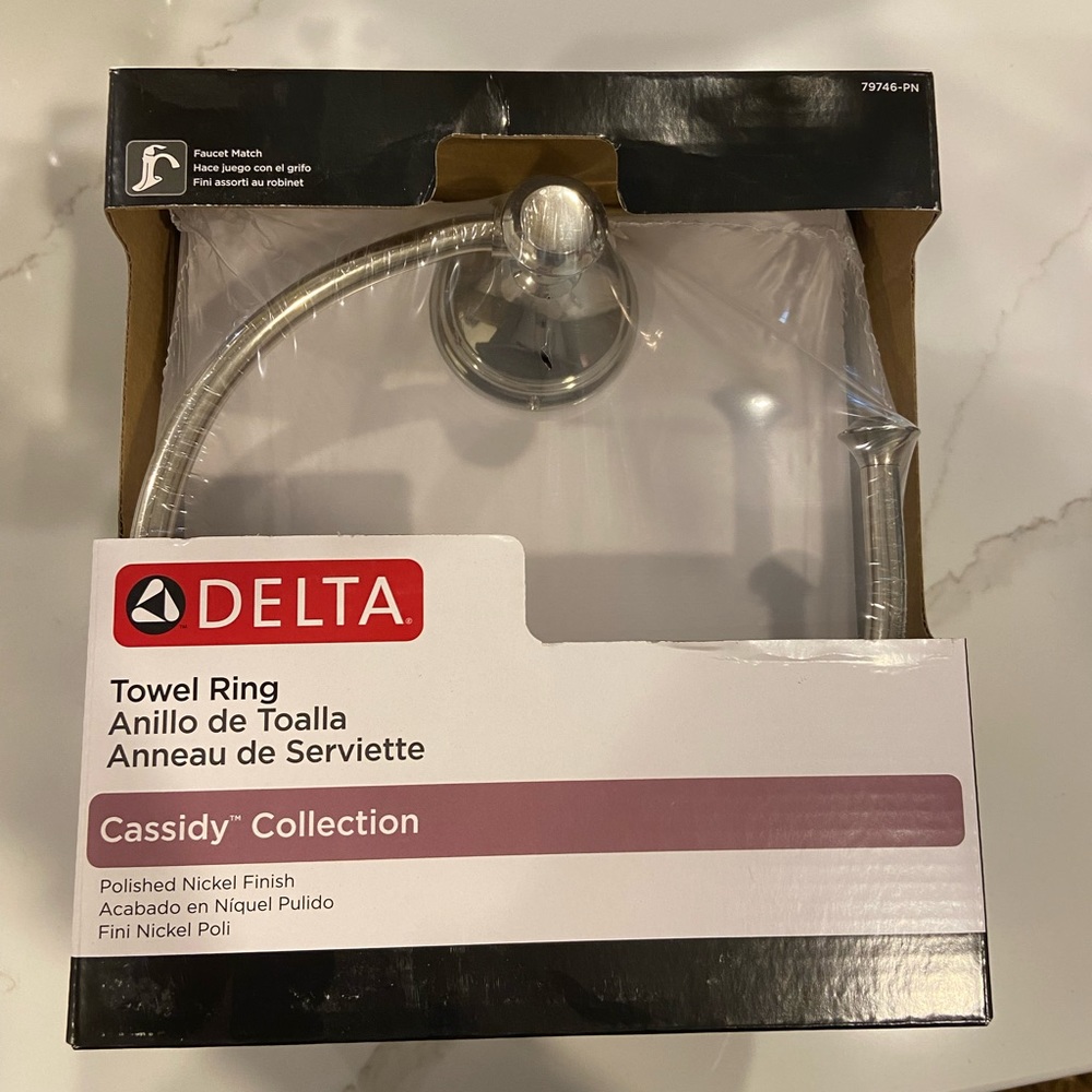 Delta Cassidy Towel Ring Polished Nickel